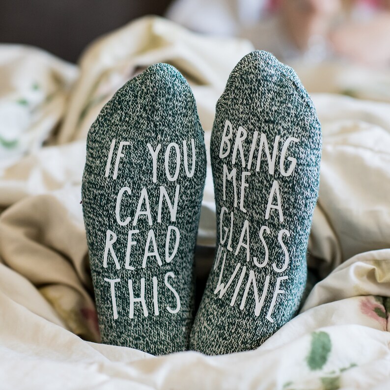 Gift for Mom. Off Duty, Ask Your Dad. Novelty Socks. Birthday Gift From Son. If You Can Read This socks. Wine Socks. Personalized Gift. image 9