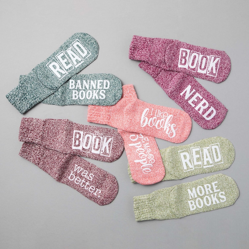 Book Socks. so Many Books so Little Time. Christmas Gift. Etsy