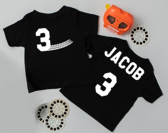 Personalized Racecar 3rd Birthday Boy T-shirt: Burnout Tire Tracks
