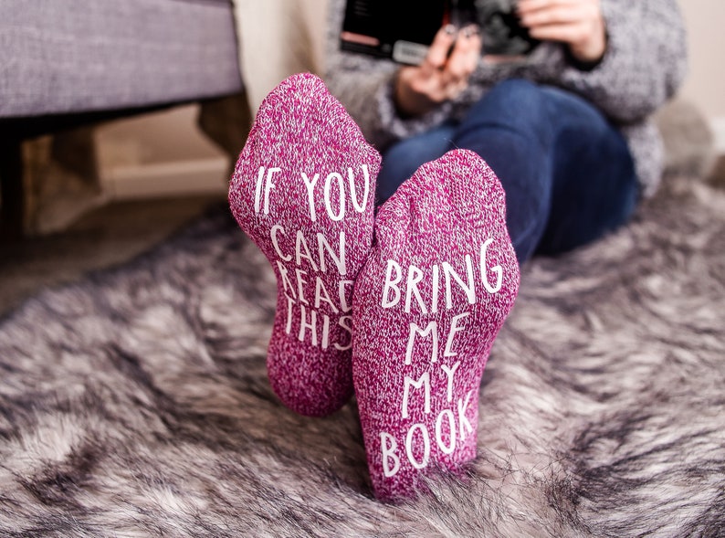 Book Socks. If You Can Read This socks. Personalized Gift. Birthday Gift Ideas. Book Club Gift. Gift for Book Lovers. Message Socks. image 1