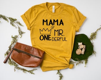 Mom Dad of Mr Onederful Mustard Tshirt.  1st Birthday Mom and Dad Shirts. Wild One.  Parents of Mr Onederful. First Birthday.