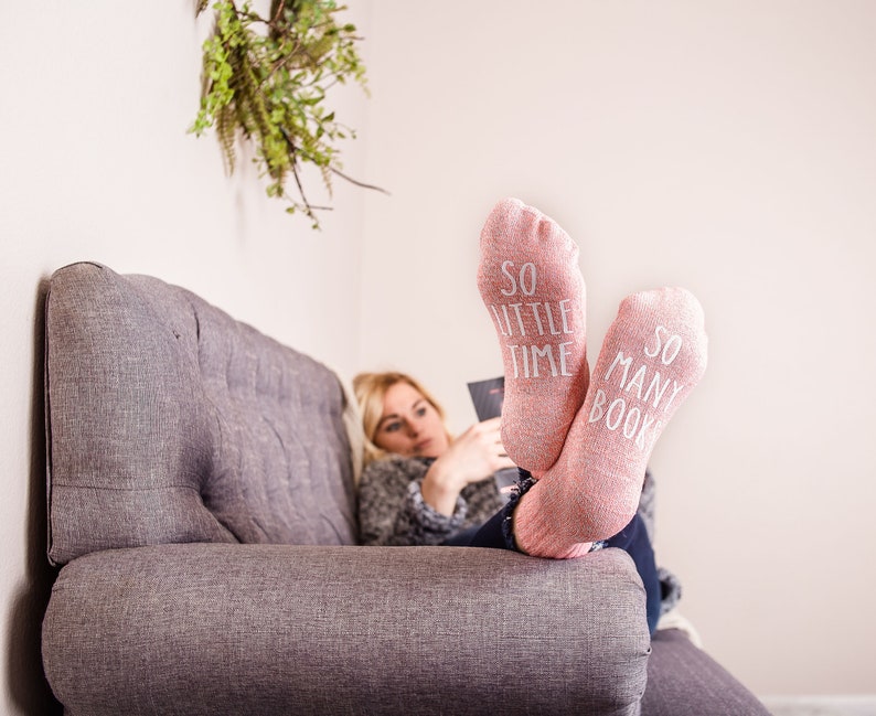 Book Socks. So many books, So Little Time. Christmas Gift. Gift for Readers. Novelty Socks. If You Can Read This Socks. Book Club Gift image 1