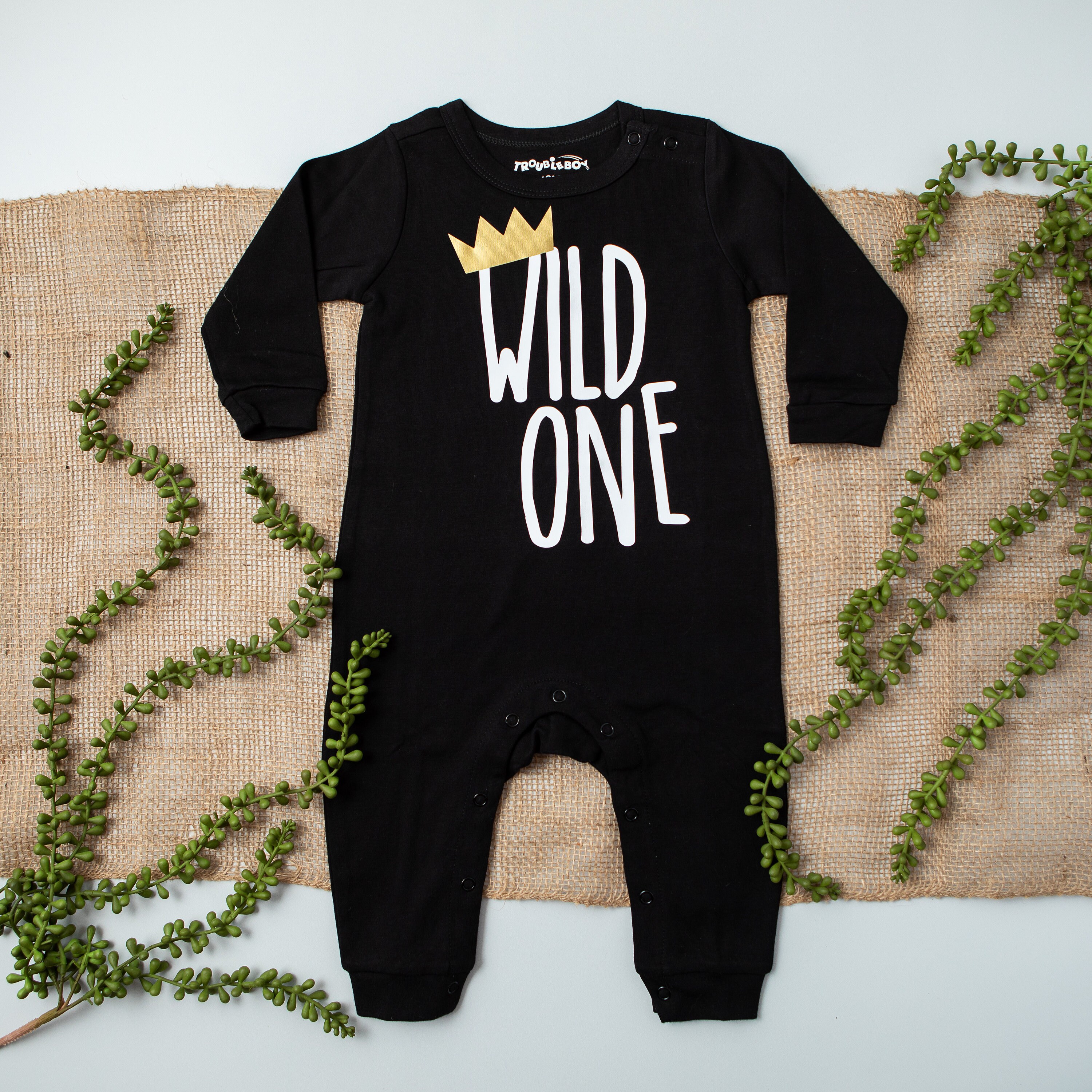 Wild One Birthday Girl Onesie Tshirt Romper Coverall One Customisable