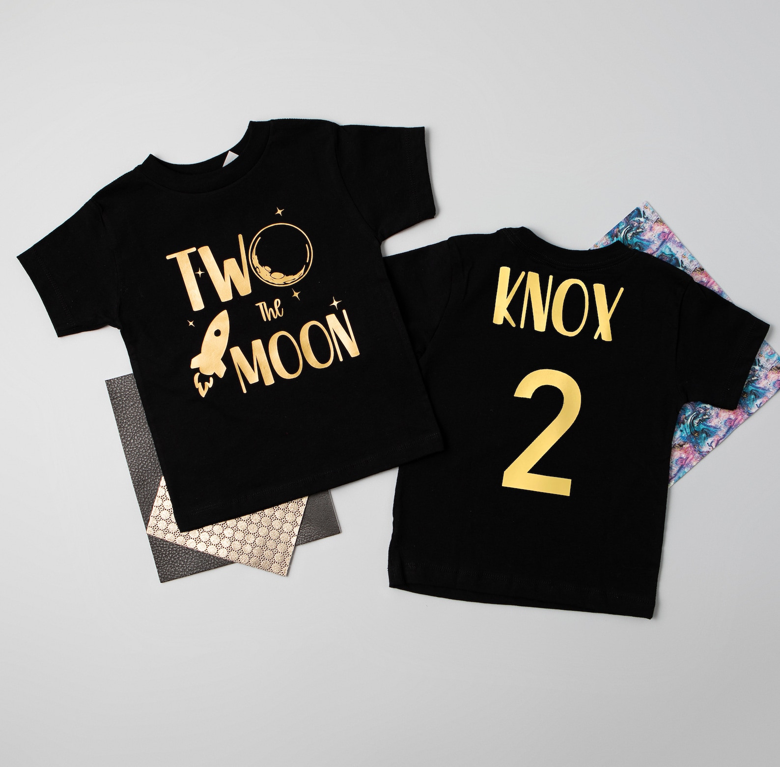 Two the Moon 2nd Birthday Black and Gold Personalized Tshirt. Etsy