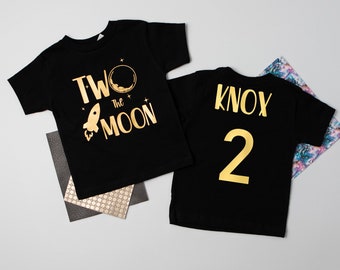 Two the Moon 2nd Birthday Shirt: Personalized Astronaut Outfit