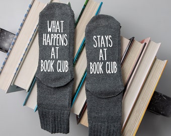 Book Socks. What Happens at Book Club, Stays at Book Club Christmas Gift for Readers. Novelty Socks.  If You Can Read This Socks. Reading