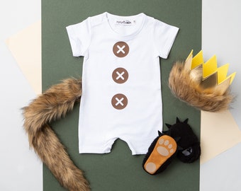 Where The Wild Things Are Shorts Slim Fit Halloween Costume. 4 pc 1st Birthday Outfit.  Wild One Infant Toddler Outfit. Crown. Romper.  Max.