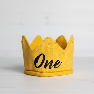 First Birthday Crown. 1st Birthday Knit Crown for Baby Boy. Personalized Gold Crown. Wild one Crown. Wild Rumpus Crown. Mr Onederful Crown.