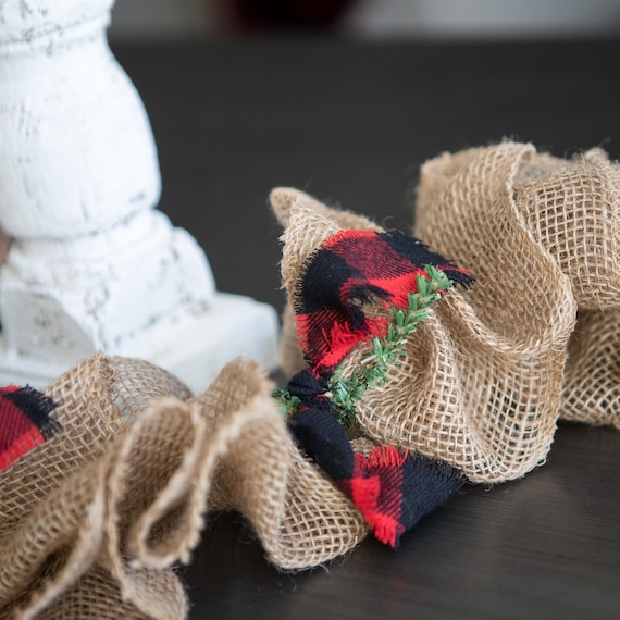 Christmas Buffalo Check Burlap Garland. Buffalo Plaid Garland. Black and  White Buffalo Check. Red and Black Plaid Garland. Red Plaid Wreath. 