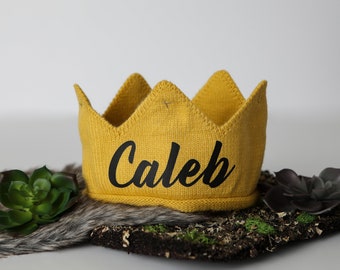 Personalized Gold Birthday Crown. 1st Birthday Knit Crown for Baby Boy. Personalized Crown. Wild one. Wild Rumpus. Mr Onederful.