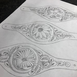 FLORAL BRACELET PATTERNS (3 pack) Floral Leather Tooling Patterns (Digital Download) Sheridan Floral Bracelet Patterns