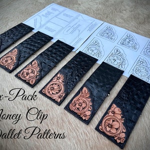 MONEY CLIP PORTEMONNAIE Muster Six-Pack Sheridan Floral Designs & komplette Montageanleitung! Verwenden Sie mit Gator, Strauß, Kalbshaar, Kaiman ...