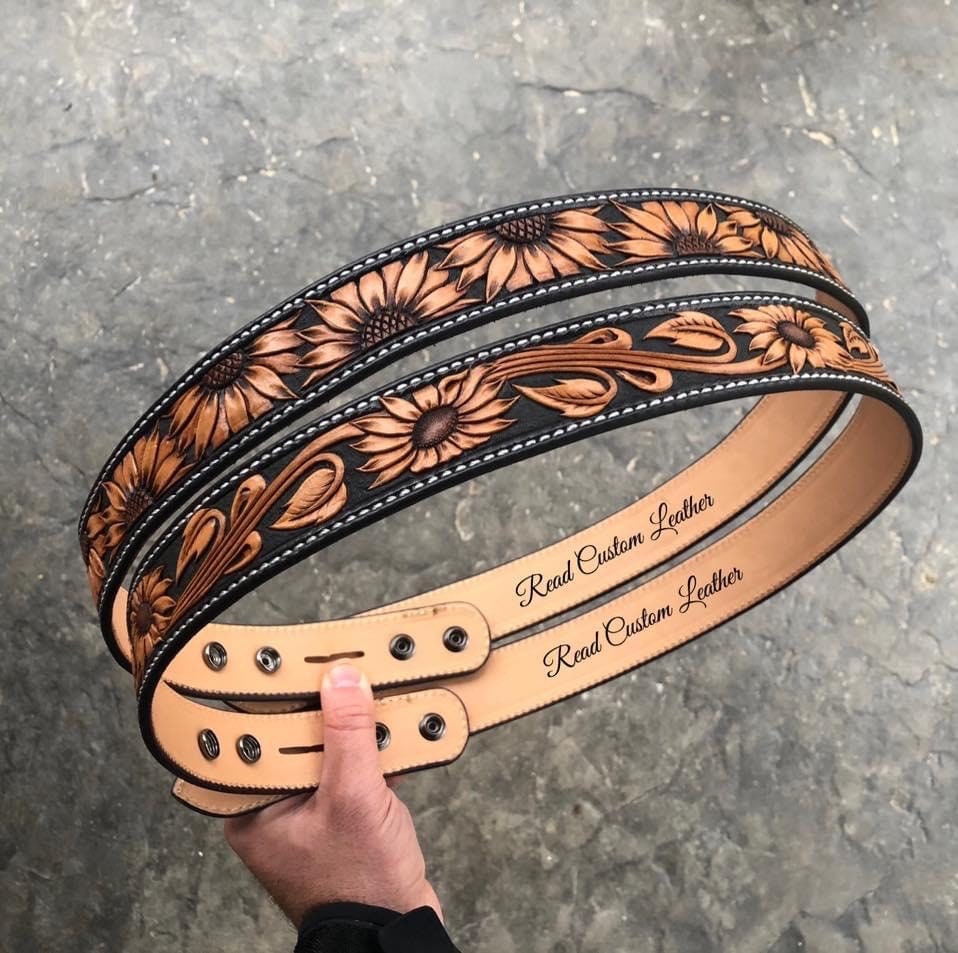 SUNFLOWER BELT PATTERNS 2 Different Repeating Leather Belt