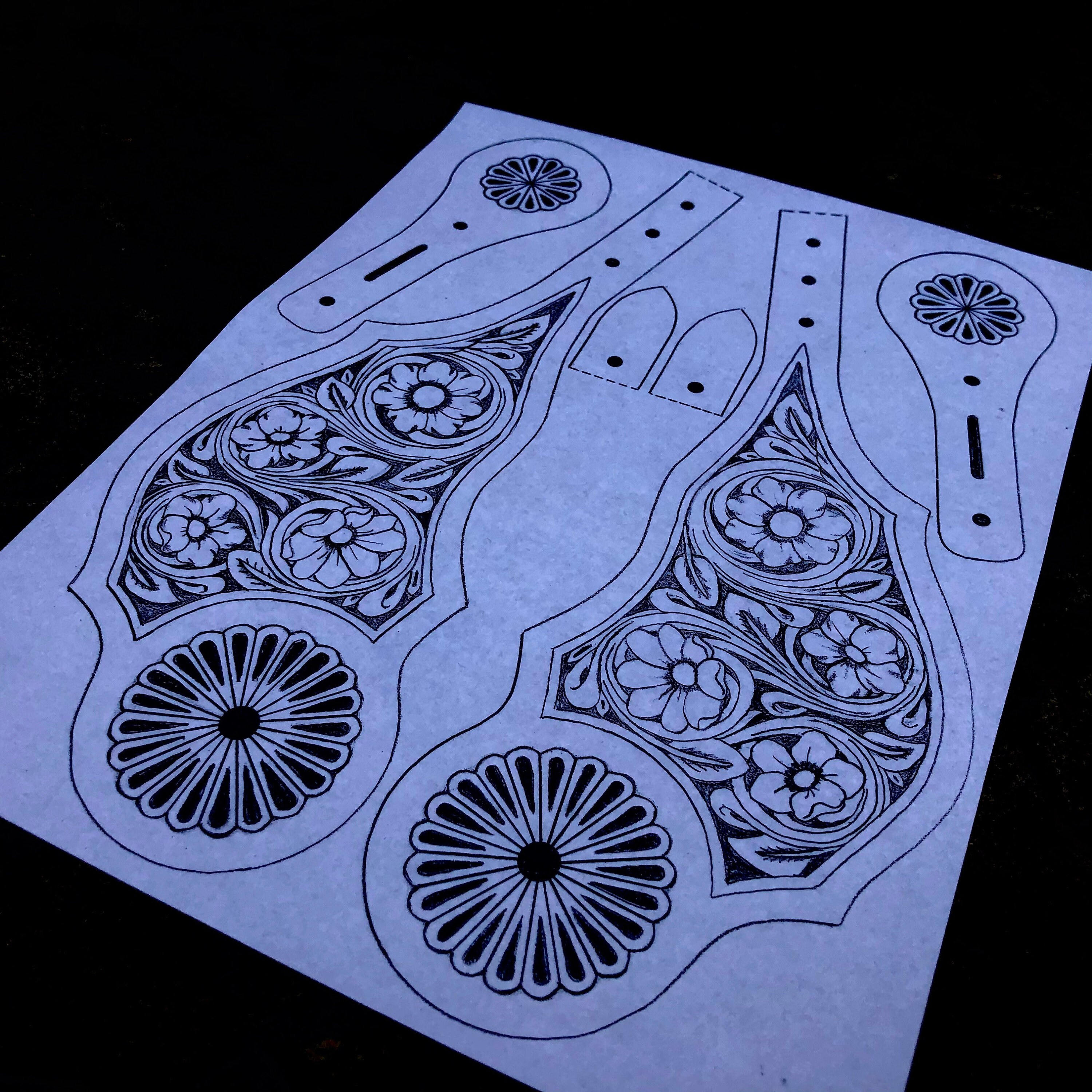 FLORAL SPUR STRAPS Leather Spur Strap Pattern. digital Etsy