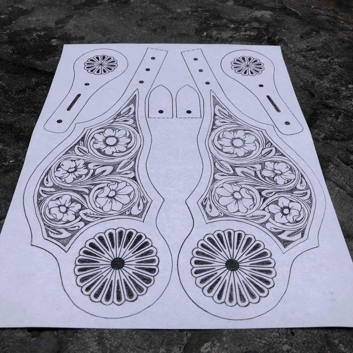 FLORAL SPUR STRAPS Leather Spur Strap Pattern. digital Etsy