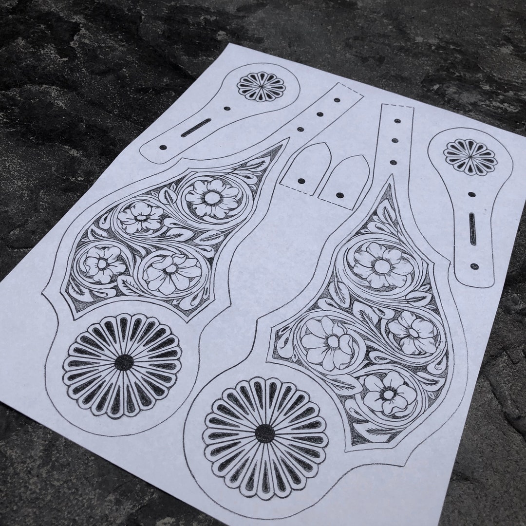 FLORAL SPUR STRAPS Leather Spur Strap Pattern. digital Download Etsy