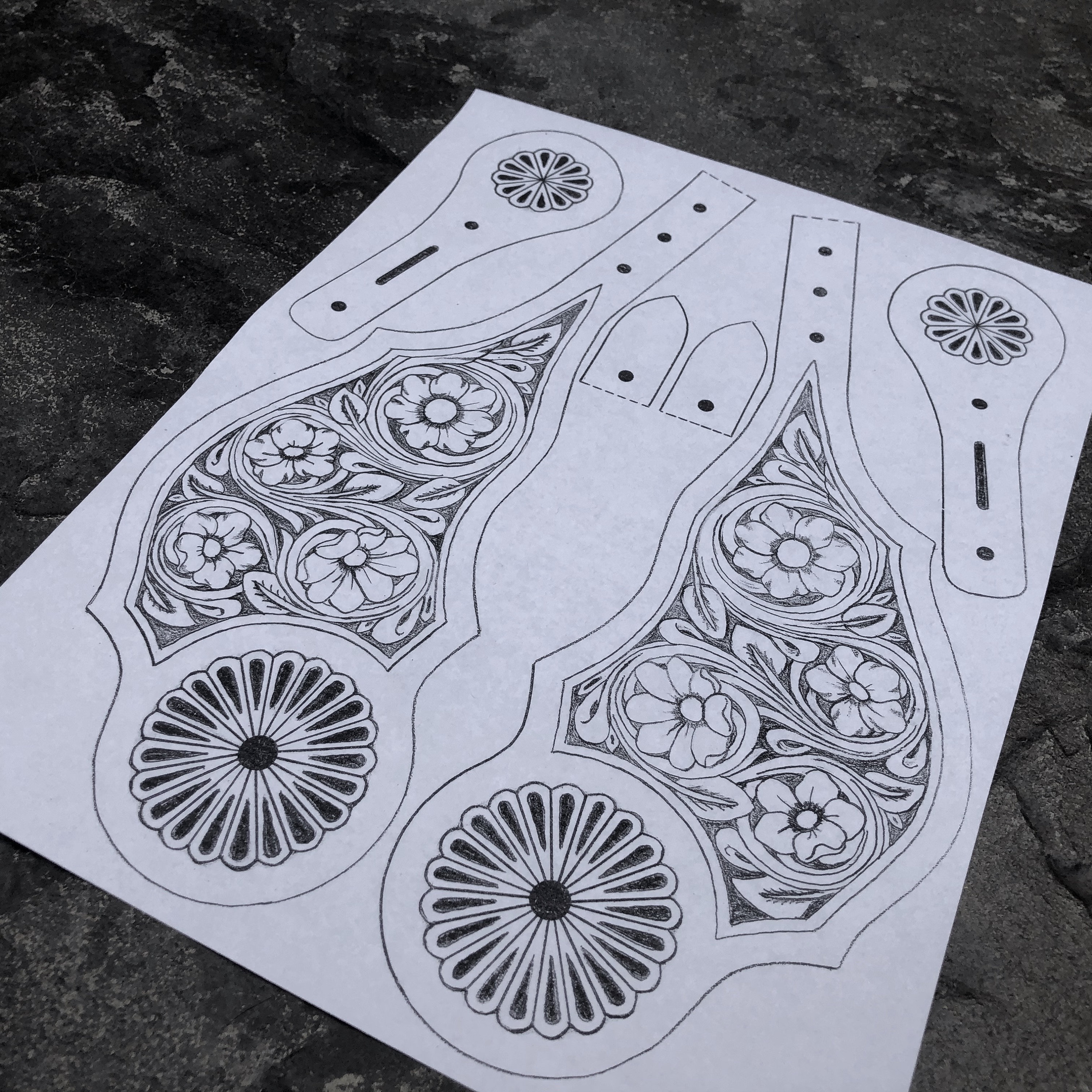 FLORAL SPUR STRAPS Leather Spur Strap Pattern. digital Etsy