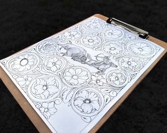 SHERIDAN FLORAL NOTEBOOK Leather Pattern for 8.5"x11.5" Notebooks (Buffalo Hunt Scene) Digital Download