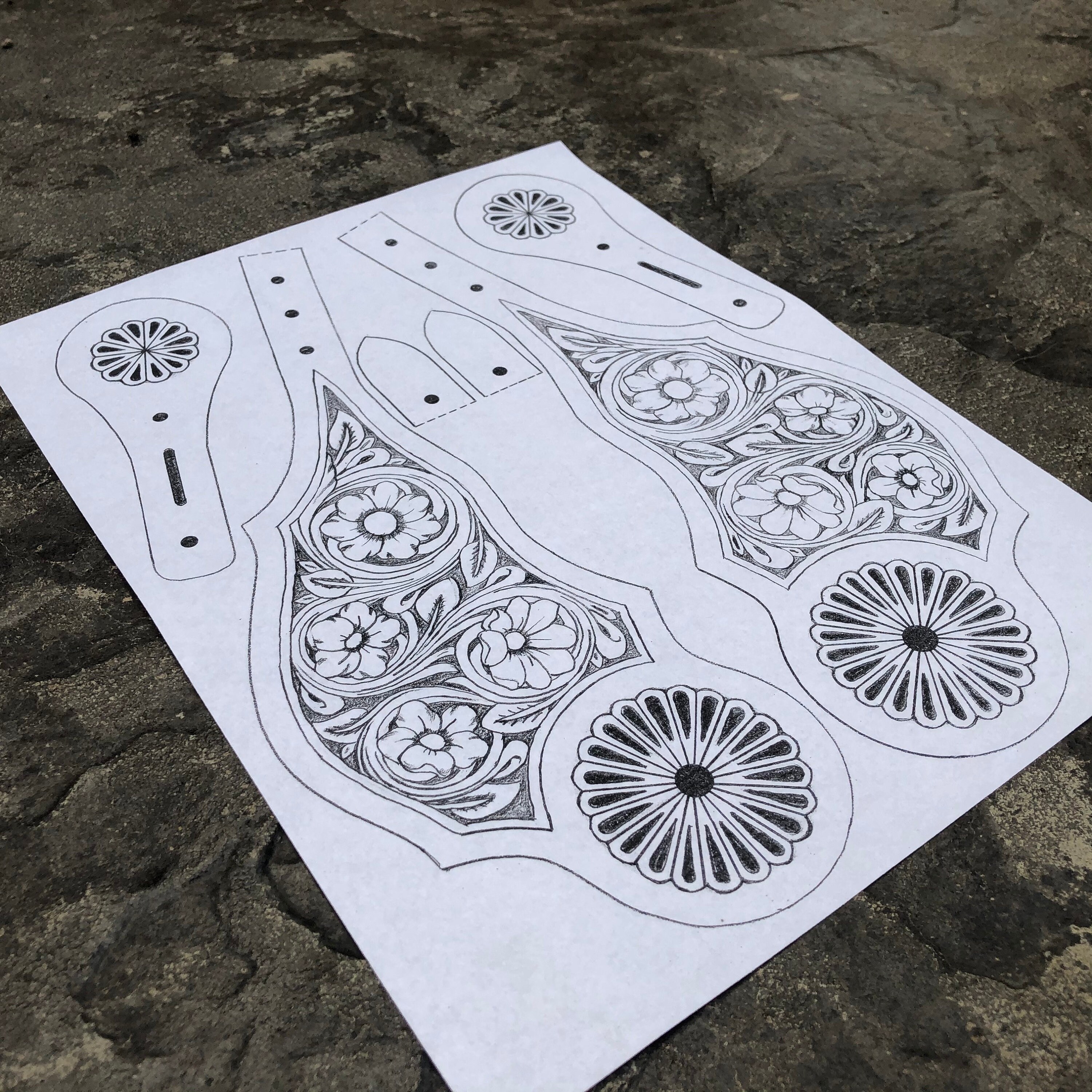 FLORAL SPUR STRAPS Leather Spur Strap Pattern. digital Etsy