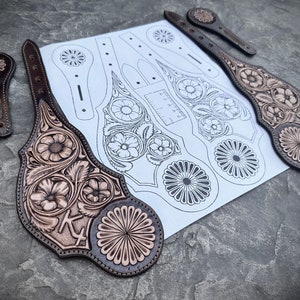SPUR STRAPS PATTERN (#2) Sheridan Floral Tooling Spur Strap Pattern. (Digital Download)