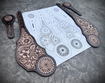 SPORREMMAR MÖNSTER (#2) Sheridan Floral Tooling sporremmönster. (Digital nedladdning)