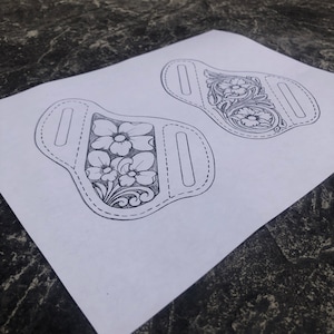 KNIFE SHEATH PATTERNS - 2 Pack Digital floral patterns for Pancake Belt loop Knife Sheath Leather Patterns ( Downloadable Patterns)