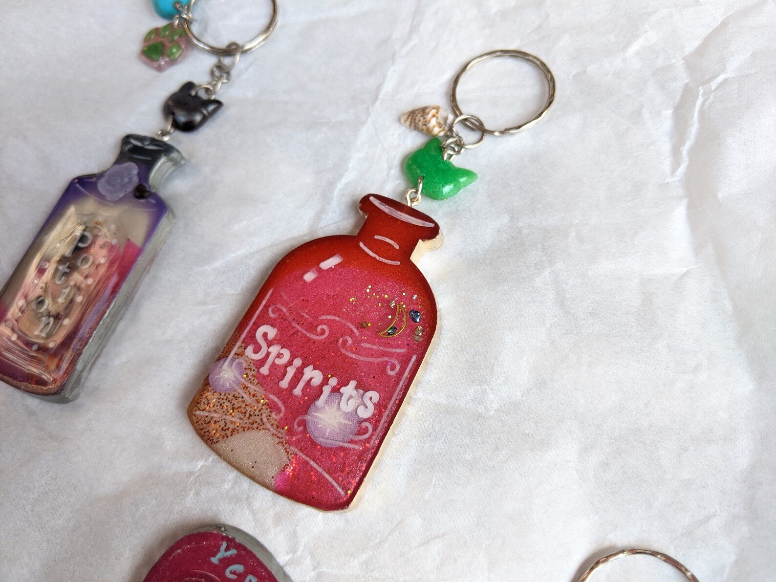 Resin Keychain Potion Bottles With Charms Etsy