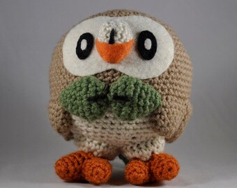 Crocheted Rowlet Plushie