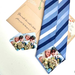 Peel & Stick Permanent or Removable Photo Patch for Ties or Suit Patches, bowties, gifts, grandpa, dad, wedding, father of the bride
