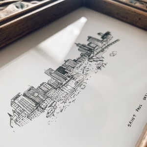 Saint Paul Skyline, Minnesota Landmark Illustrations | MN places, mini art print, postcard, ink, drawing, architecture, twin cities