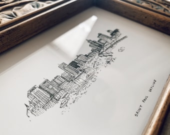 Saint Paul Skyline Art Print: Minnesota Landmark Ink Illustration