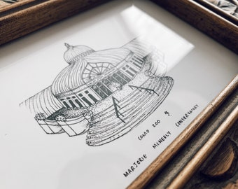 Como Zoo Conservatory Art Print: Minnesota Landmark Ink Illustration