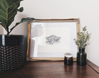 Custom House Portrait (ink illustration) 8x10