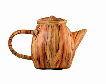 Vegan-friendly Funky Teapot purse in Wood-grain; crossbody clutch style