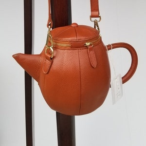 Genuine Top Grain Leather Teapot Purse Crossbody Clutch Shoulder bag image 2