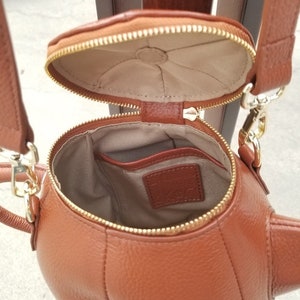 Genuine Top Grain Leather Teapot Purse Crossbody Clutch Shoulder bag image 4