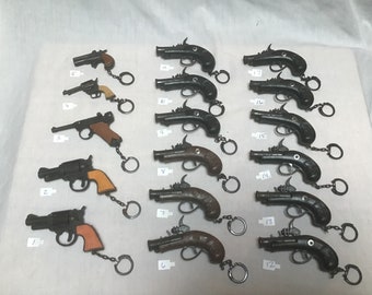 Vintage Metal Mini Flintlock Pirate Toy Gun Pistol Keychain Key