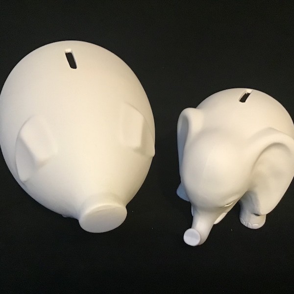 Ceramic Bisque Elephant and Pig Bank or Plain Pig (not a bank) Ready to Paint