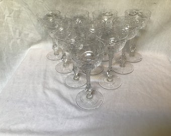 Vintage Crystal Stemware Sherry Cut Crystal Glassware Cordial Liqueur Glasses