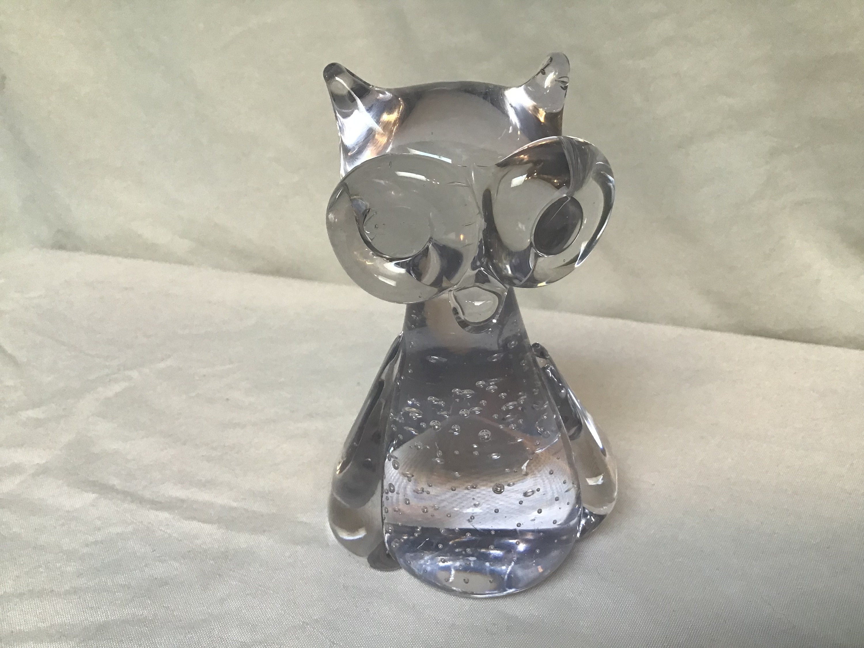 Vintage Owl Hand Blown Glass Owl