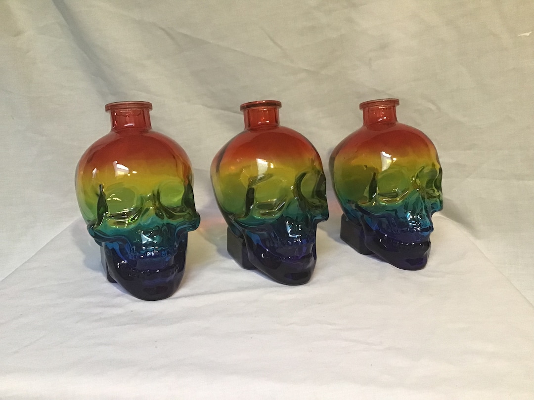 Skull Head Glass Rainbow Skull Head Only 1 Left Glass Skull Head Etsy