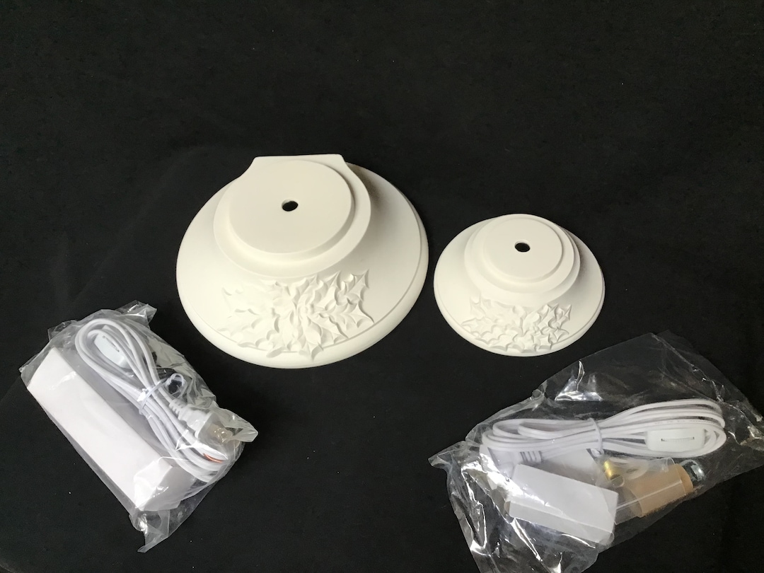 Ceramic Bisque Christmas Tree Base for Large Tree and Small Tree Option With Light Kit Available