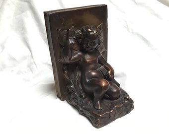 Vintage Bookend Art Nouveau Bookend Art Deco Bookend Cherub Fairy Bookend Putti Bookend