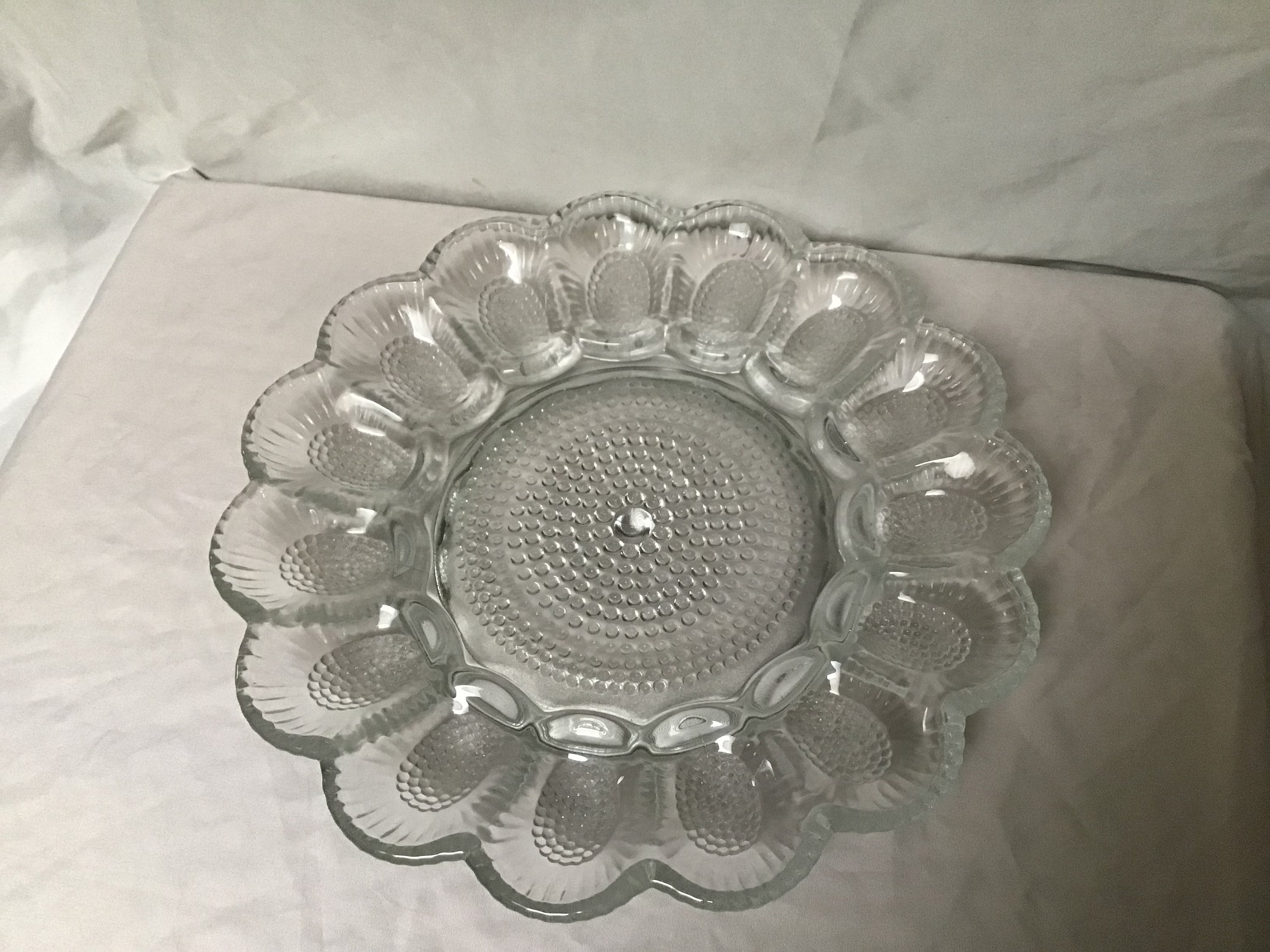 Vintage Indiana Glass Hobnail Devilled Egg Plate Clear Glass Egg Platter