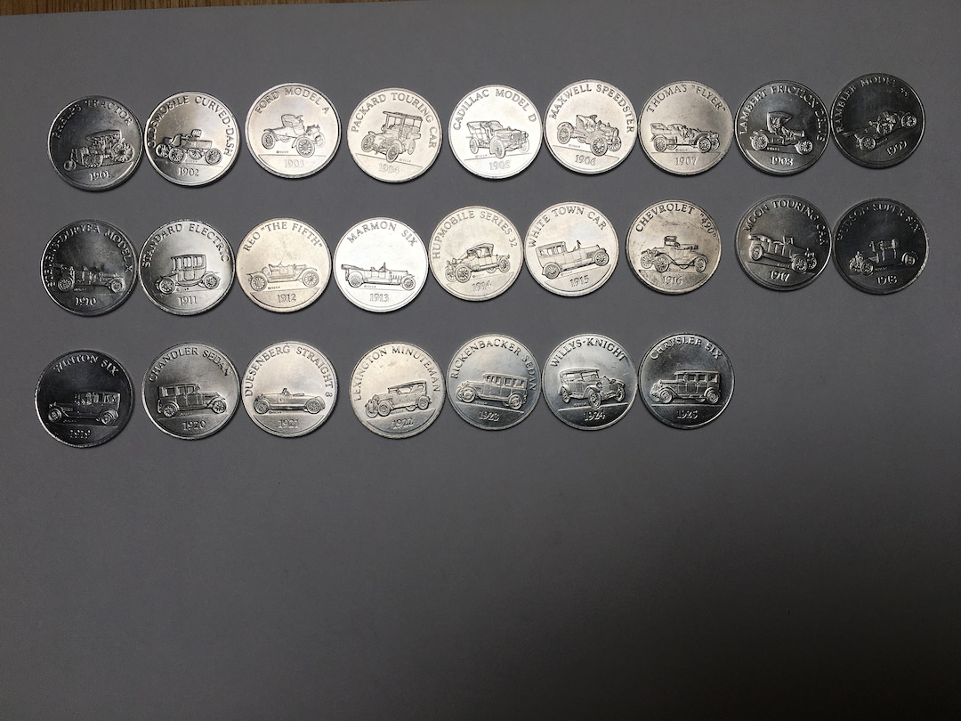 Vintage Sunoco Antique Car Coins Tokens Series 2 Gas Station Promotion