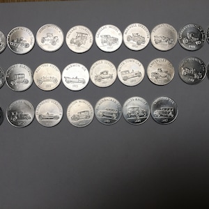 Vintage Sunoco Antique Car Coins Tokens Series 2 Gas Station Promotion Set of 25