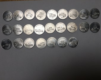 Vintage Sunoco Antique Car Coins Tokens Series 2 Gas Station Promotion Set of 25