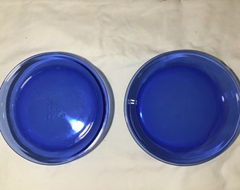 Vintage Cobalt Blue Glass Pie Plates 2 Pie Plates