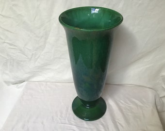 Vintage Ceramic Vase Very Tall Floral Green Vase 12” Possibly Haeger