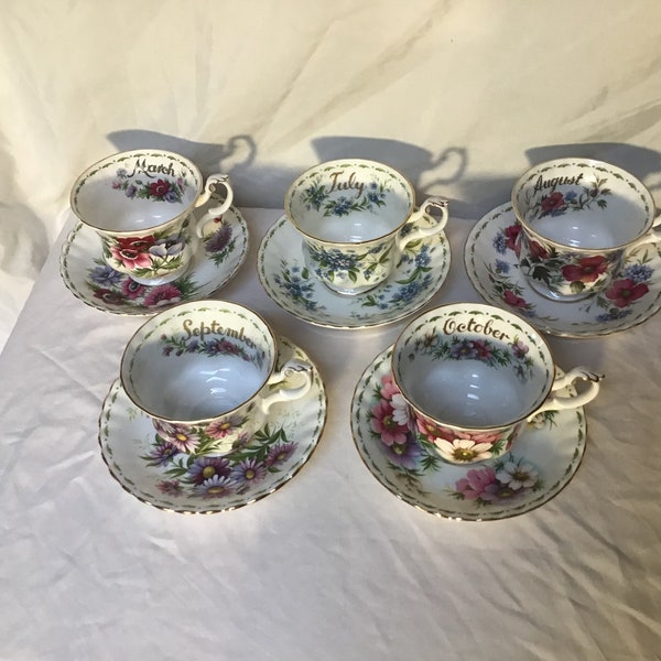 Royal Albert Flowers of the Month Tea Cup Teacup and Saucer Set Several Months  Available